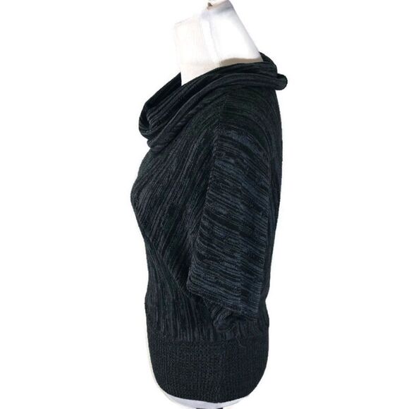 Cowl Neck Open Short Sleeve Knit Shirt Small - Picture 3 of 8